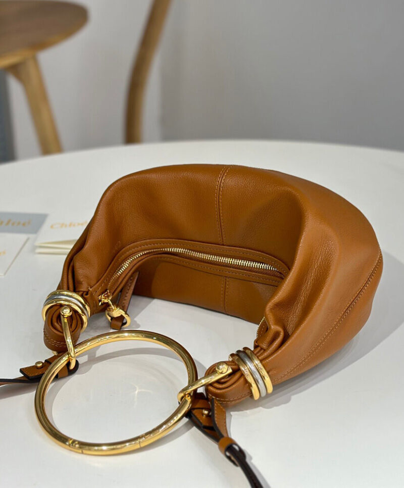Chloe Small Bracelet Hobo Bag In Grained Leather