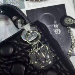 Christian Dior Lady Dior Mini Classic Tote Bag With Lambskin Black