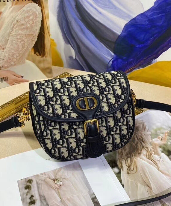 Christian Dior Small Dior Bobby Handbag Dark Blue