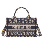 Christian Dior Mini Dior Book Tote With Strap Dark Blue