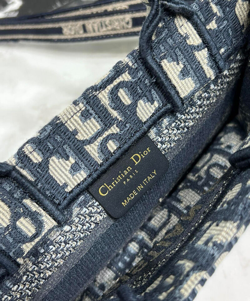 Christian Dior Mini Dior Book Tote With Strap Dark Blue