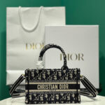 Christian Dior Mini Dior Book Tote With Strap Dark Blue