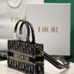 Christian Dior Mini Dior Book Tote With Strap Dark Blue
