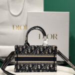 Christian Dior Mini Dior Book Tote With Strap Dark Blue