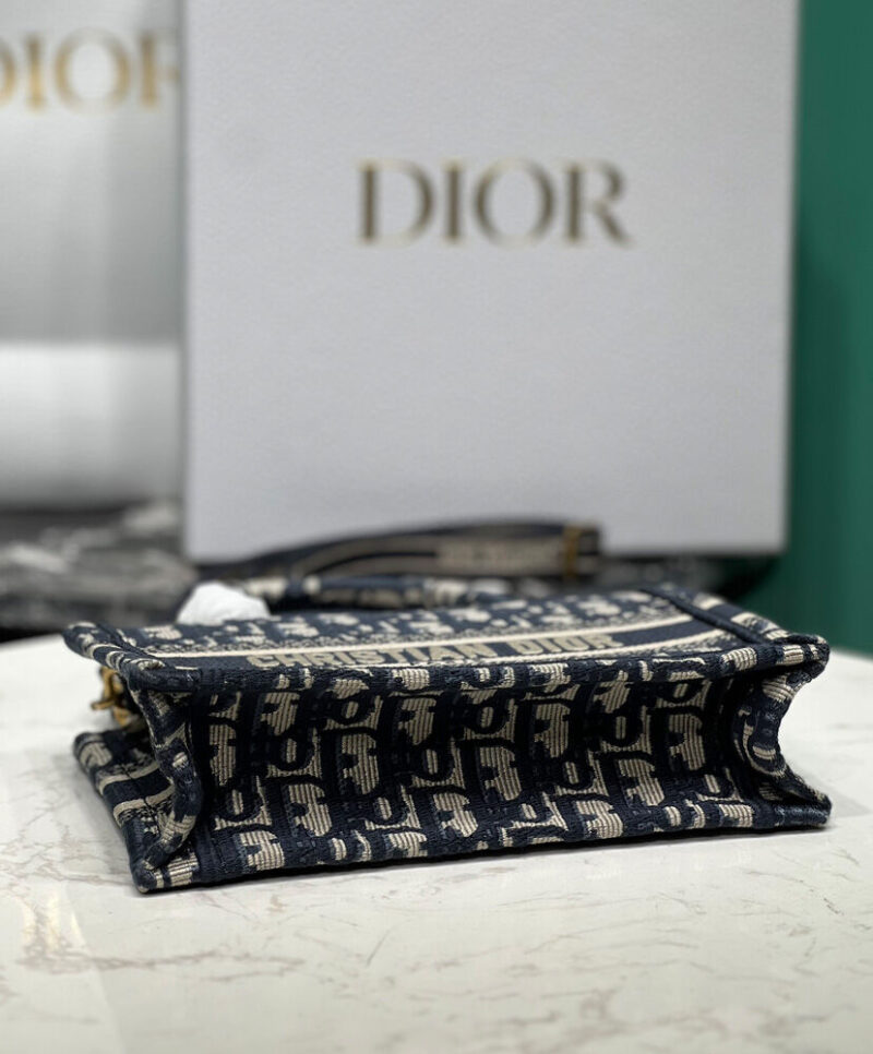 Christian Dior Mini Dior Book Tote With Strap Dark Blue