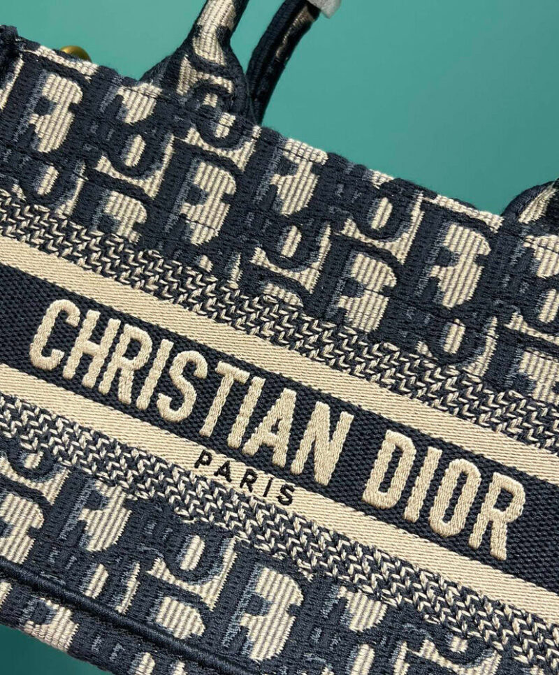 Christian Dior Mini Dior Book Tote With Strap Dark Blue