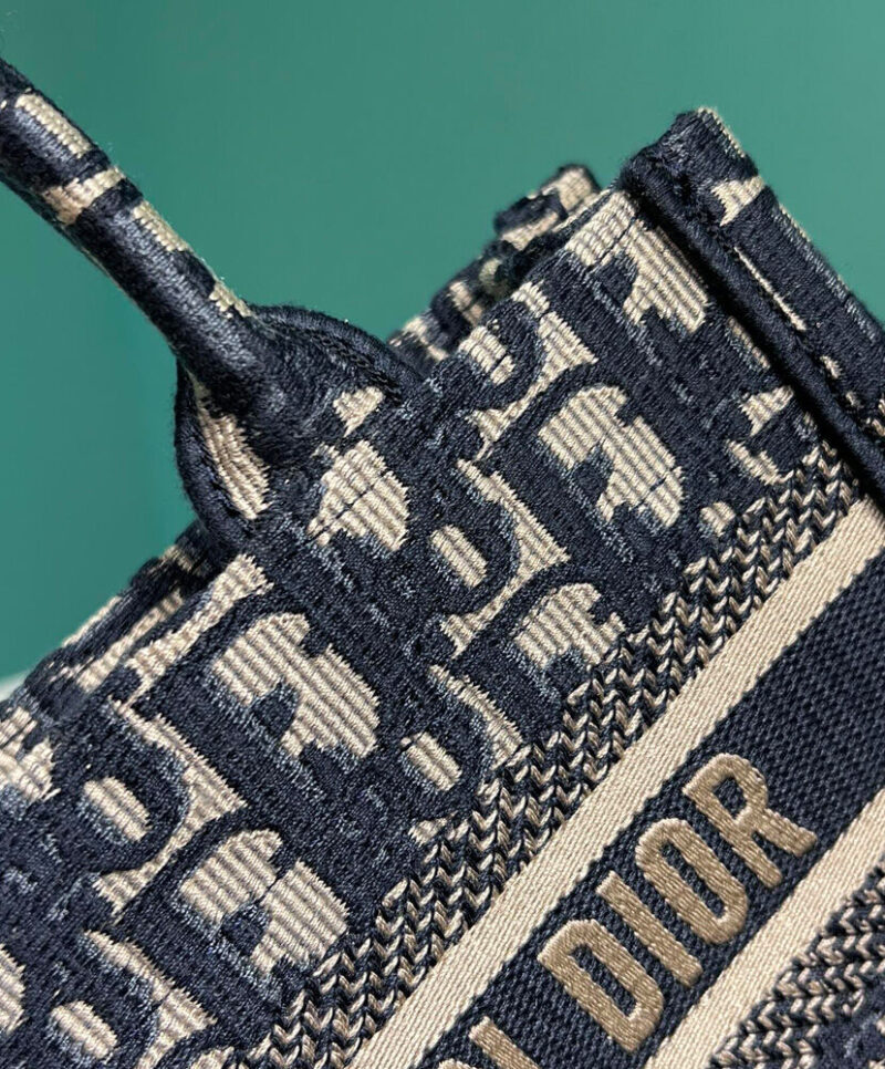 Christian Dior Mini Dior Book Tote With Strap Dark Blue