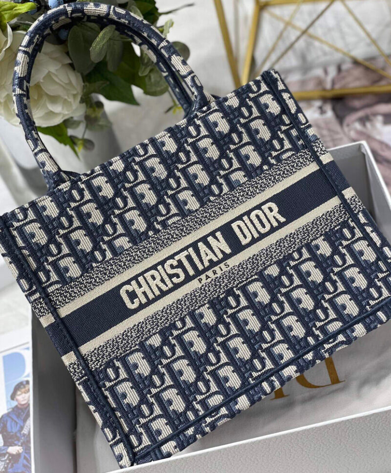 Christian Dior Small Dior Book Tote Dark Blue