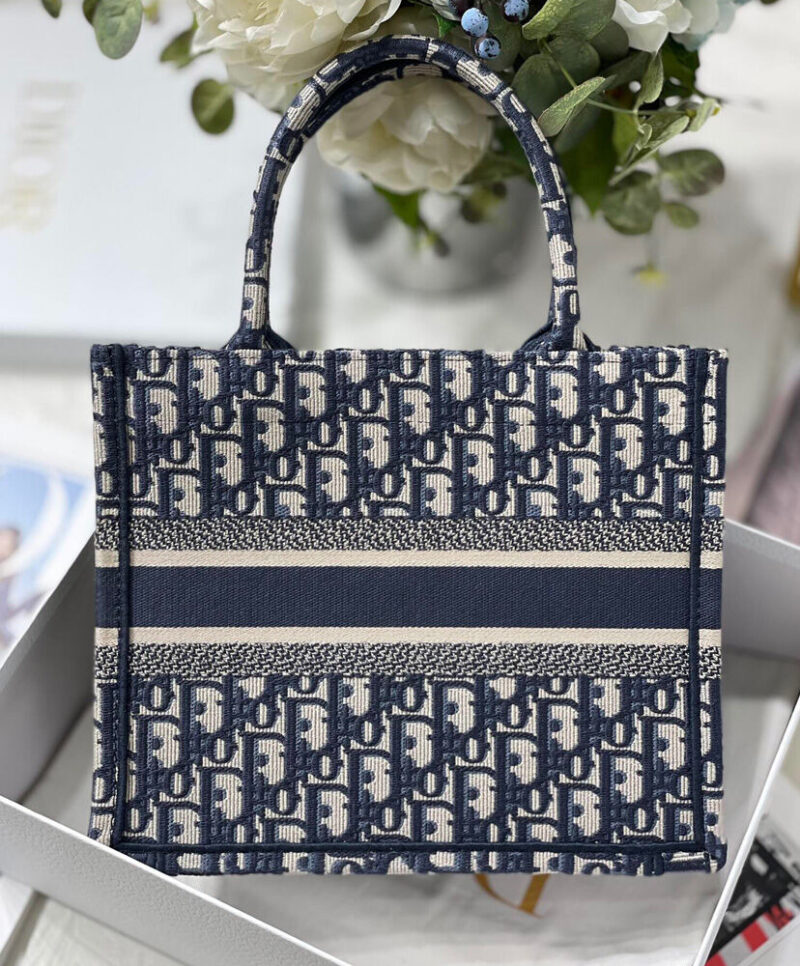 Christian Dior Small Dior Book Tote Dark Blue