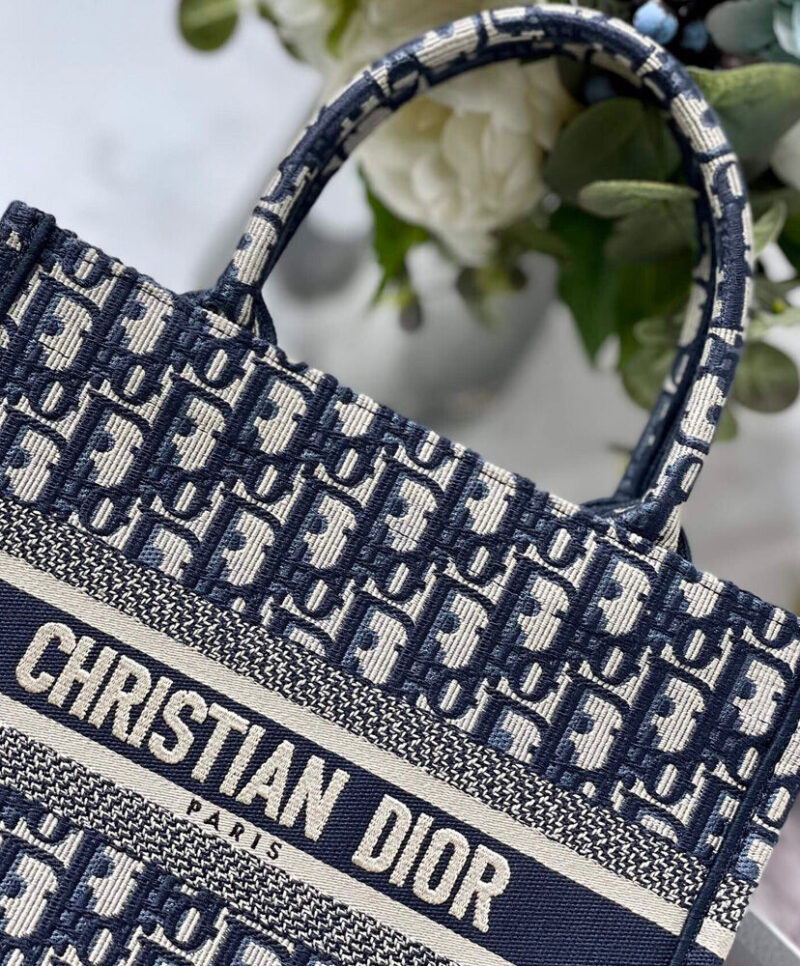 Christian Dior Small Dior Book Tote Dark Blue