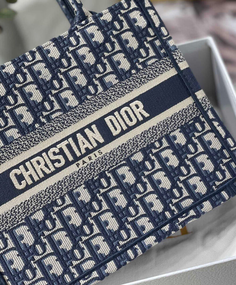 Christian Dior Small Dior Book Tote Dark Blue