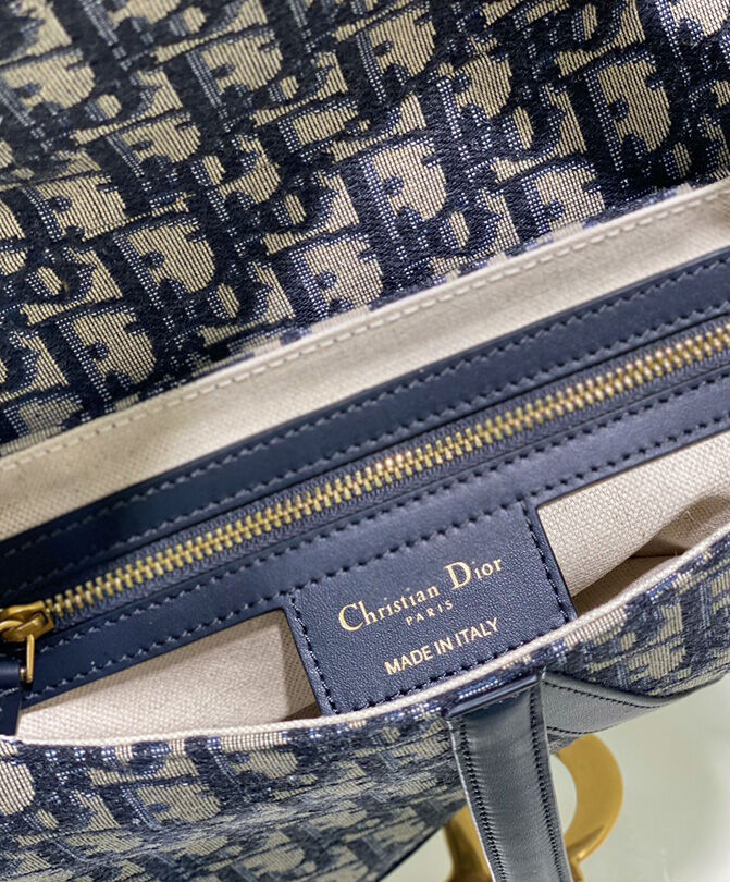 Christian Dior Saddle Bag With Strap Dark Blue