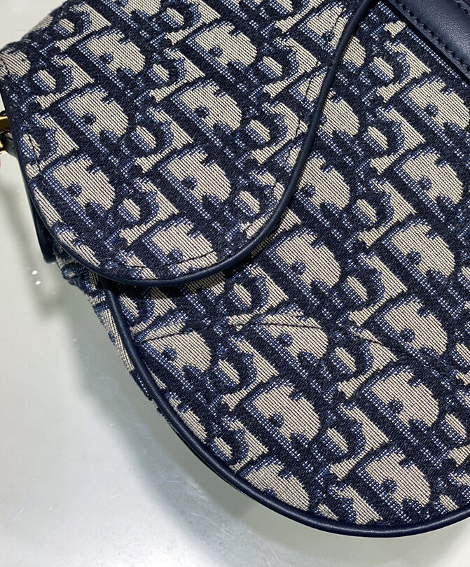Christian Dior Saddle Bag With Strap Dark Blue
