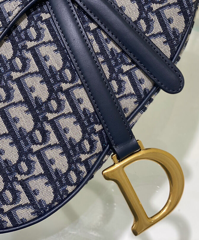 Christian Dior Saddle Bag With Strap Dark Blue