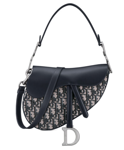 Christian Dior Saddle Bag with Strap Dark Blue