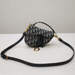 Christian Dior Mini Saddle Bag With Strap Dark Blue