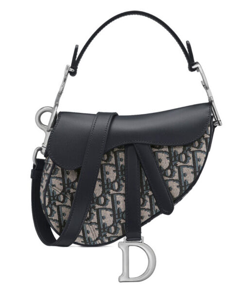Christian Dior Mini Saddle Bag with Strap Dark Blue
