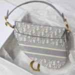 Christian Dior Saddle Original Oblique Embroidered Canvas Bag Gray