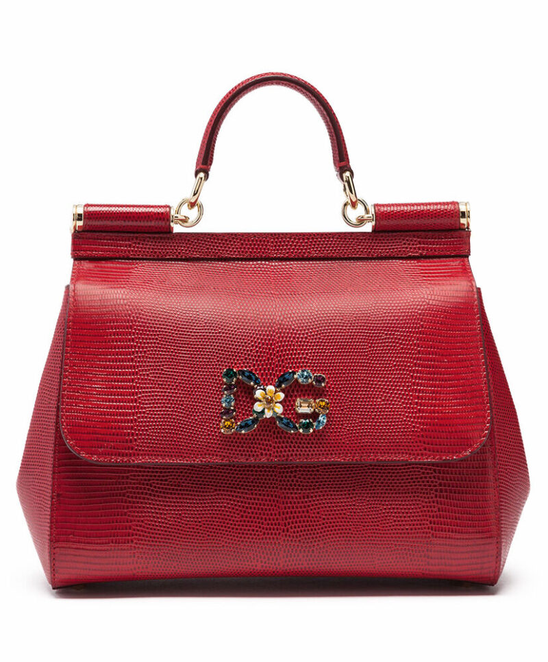 Dolce & Gabbana Sicily handbag With iguana-print and DG crystal logo patch
