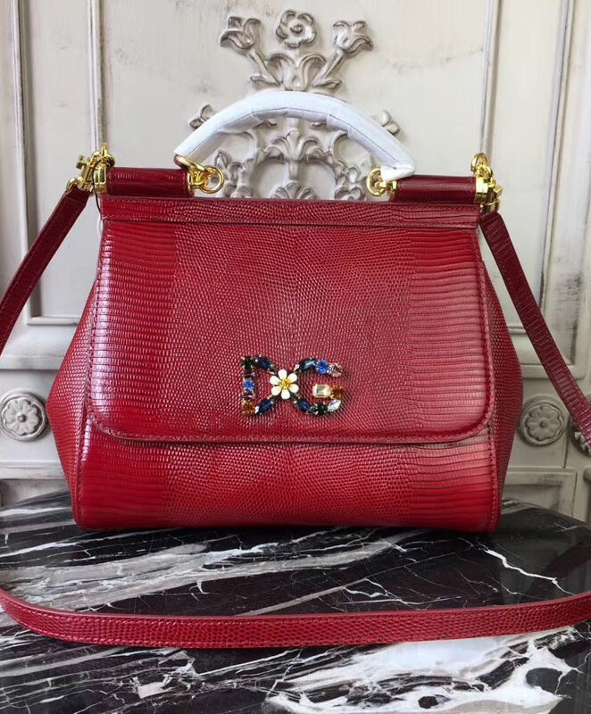 Dolce & Gabbana Sicily handbag With iguana-print and DG crystal logo patch