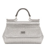 Dolce Gabbana Satin Sicily Bag With Fusible Rhinestones Silver