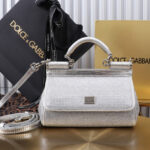 Dolce Gabbana Satin Sicily Bag With Fusible Rhinestones Silver