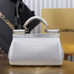 Dolce Gabbana Satin Sicily Bag With Fusible Rhinestones Silver