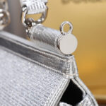 Dolce Gabbana Satin Sicily Bag With Fusible Rhinestones Silver