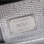 Dolce Gabbana Satin Sicily Bag With Fusible Rhinestones Silver