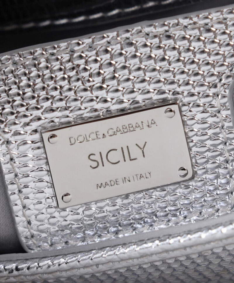 Dolce Gabbana Satin Sicily Bag With Fusible Rhinestones Silver