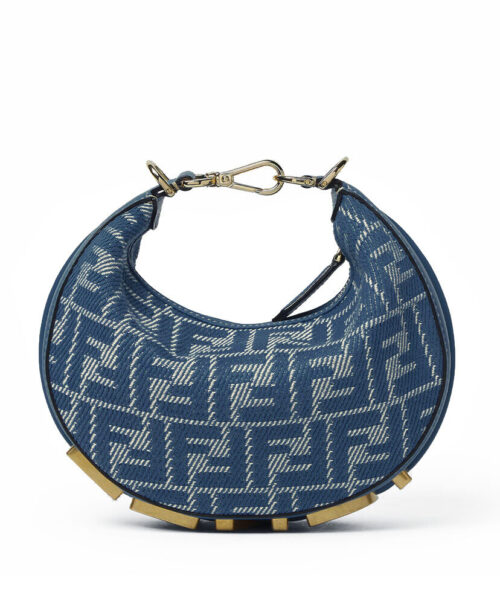 Fendi Denim-Effect Ff Jacquard Mini-Bag 8BS081 Blue