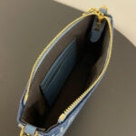 Fendi denim-effect FF Jacquard Charm Pouch With 8BS073 Blue