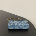 Fendi denim-effect FF Jacquard Charm Pouch With 8BS073 Blue