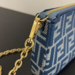 Fendi denim-effect FF Jacquard Charm Pouch With 8BS073 Blue