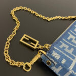 Fendi denim-effect FF Jacquard Charm Pouch With 8BS073 Blue