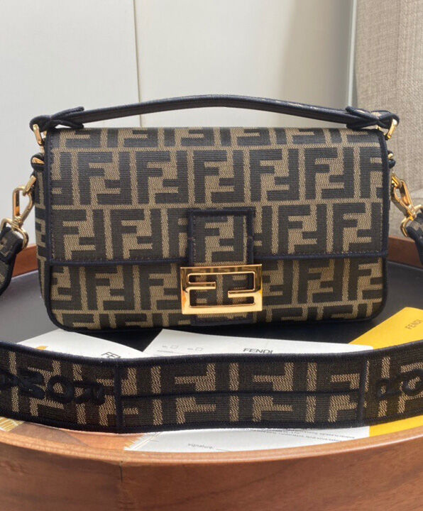 Fendi Baguette Fabric Bag 8BR600 Coffee