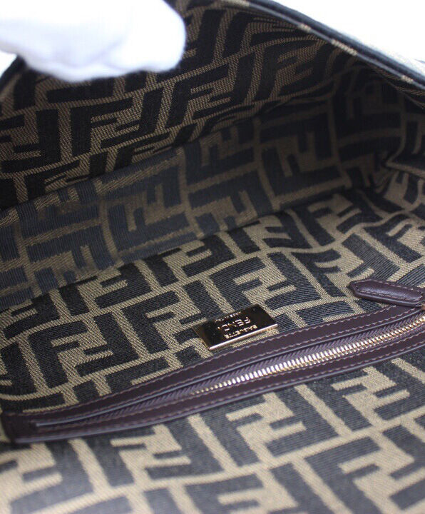 Fendi Baguette Fabric Bag 8BR600 Coffee
