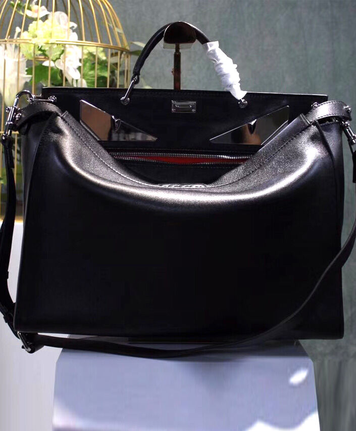 Fendi Peekaboo Fit Smooth black leather bag 7VA4069 Black