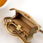 Fendi Sand Leather And Interlaced Fibre Bag 8BN335 Apricot
