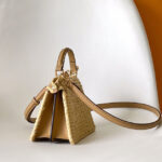 Fendi Sand Leather And Interlaced Fibre Bag 8BN335 Apricot