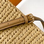 Fendi Sand Leather And Interlaced Fibre Bag 8BN335 Apricot