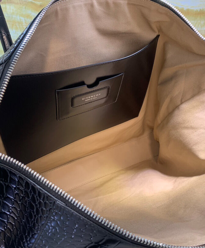Givenchy Medium Antigona Soft Bag In Crocodile Effect Leather Black