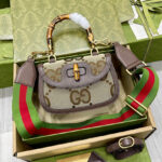 Gucci Small Jumbo GG Bag With Bamboo 675797 Dark Coffee