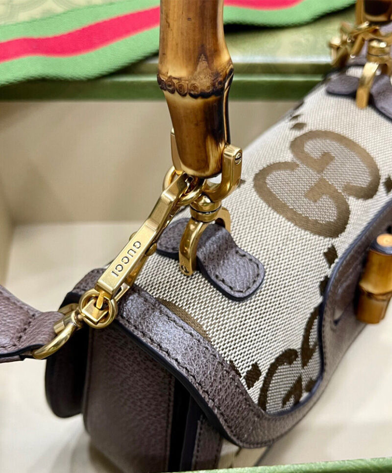 Gucci Small Jumbo GG Bag With Bamboo 675797 Dark Coffee
