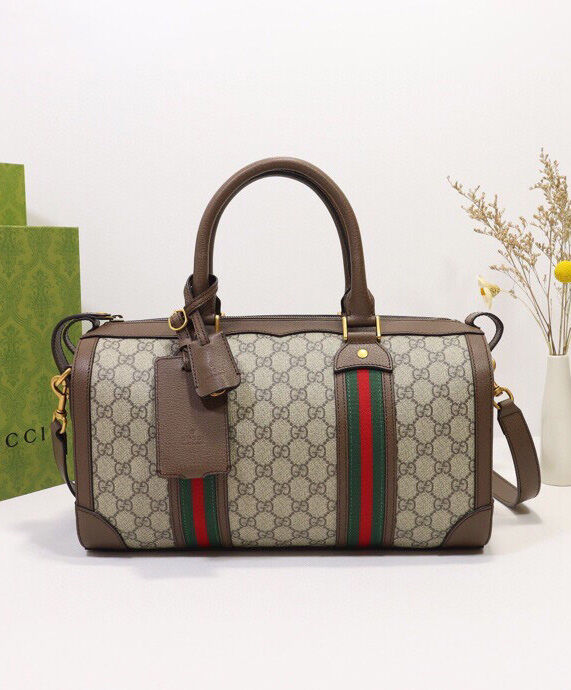 Gucci GG Webbing Small Travel Bag 645017 Dark Coffee