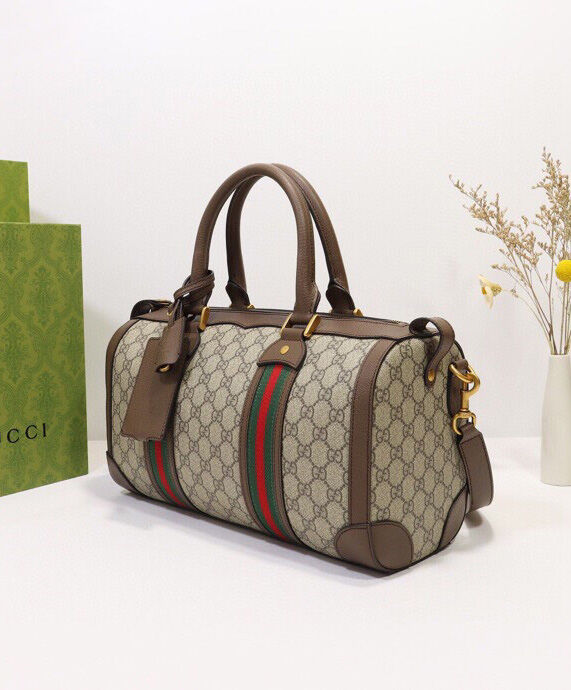 Gucci GG Webbing Small Travel Bag 645017 Dark Coffee