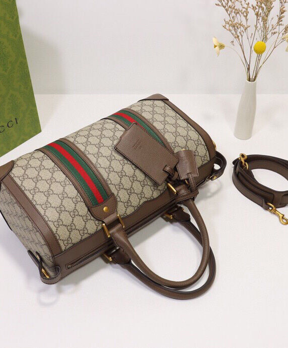 Gucci GG Webbing Small Travel Bag 645017 Dark Coffee