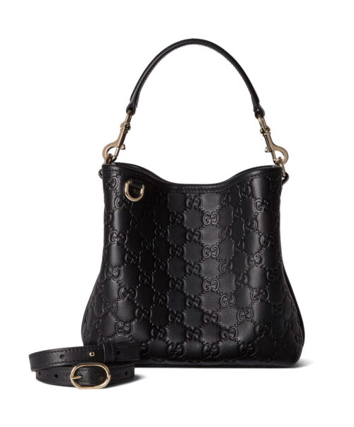 Gucci GG Emblem Small Bucket Bag 815118 Black
