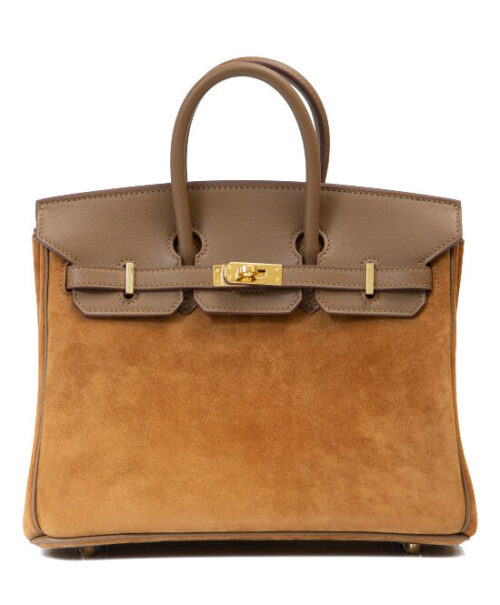 Hermes Birkin 25 Gris Caillou & Etoupe Grizzly and Swift Palladium Hardware Coffee