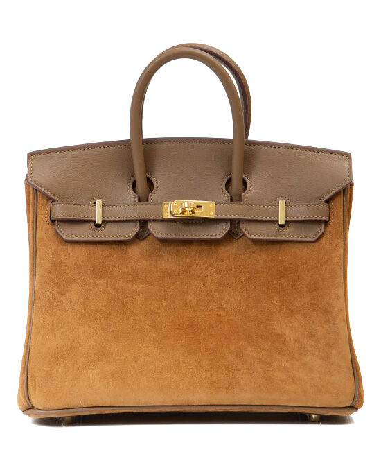 Hermes Birkin 25 Gris Caillou & Etoupe Grizzly and Swift Palladium Hardware Coffee